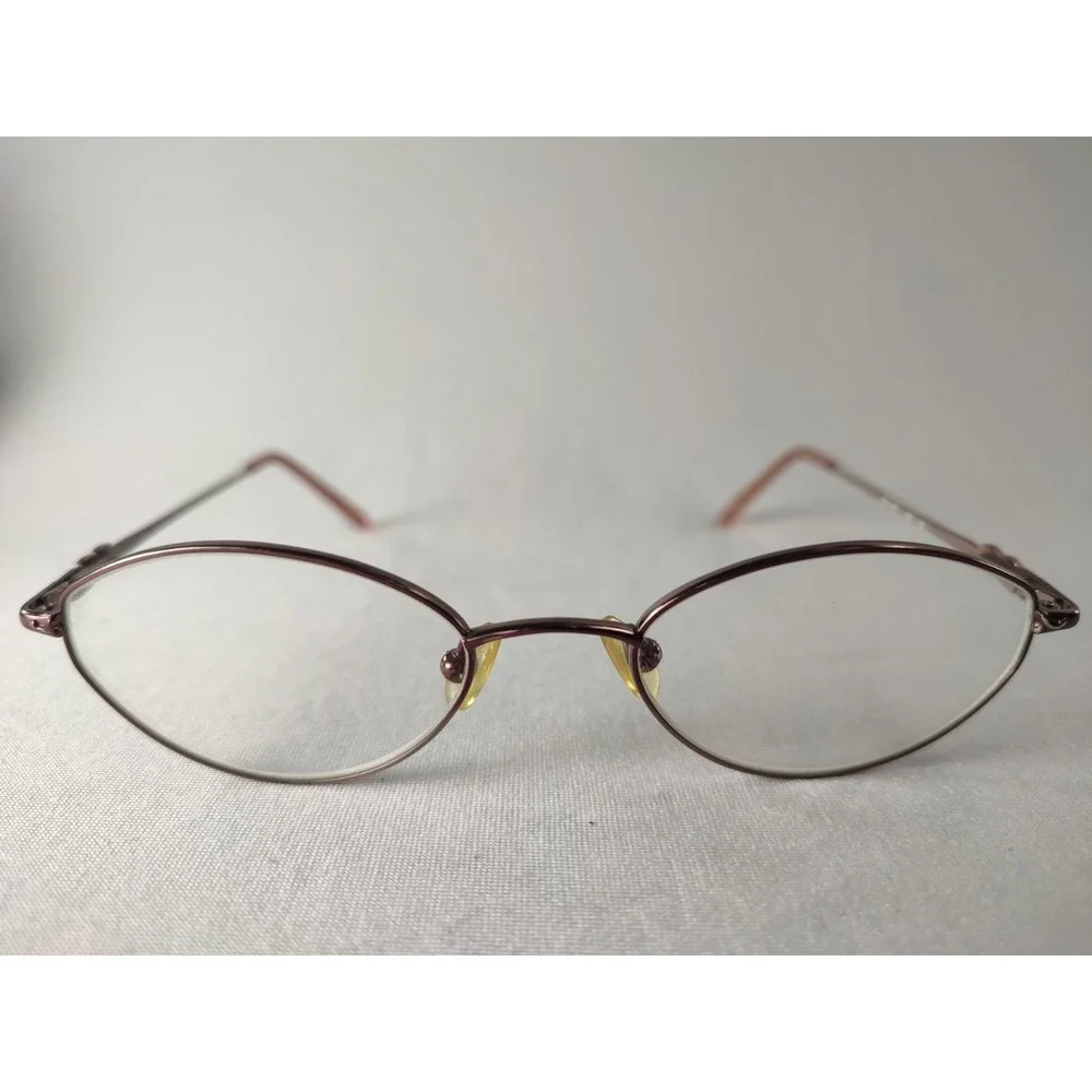 Saks Fifth Avenue UG9 Plum Burgundy Oval Metal‎ Eyeglass Frames Women 48-18-130